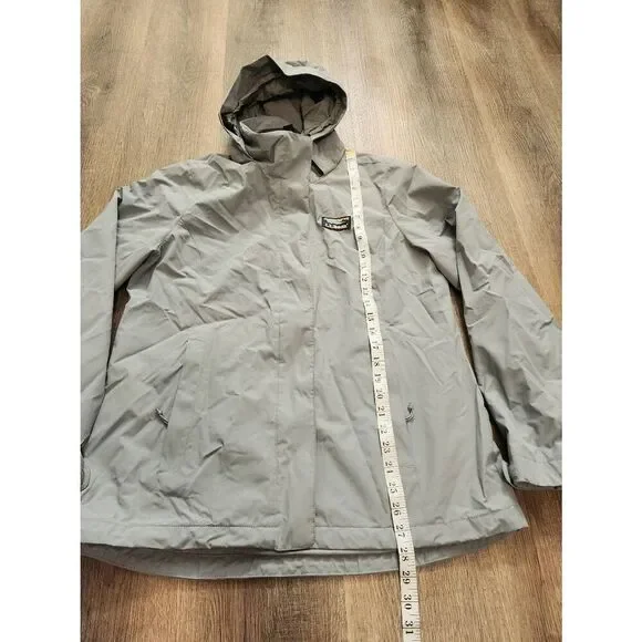 L.L. Bean womens rain/wind coat Nylon shell sz med full zip hooded pockets red - Picture 5 of 9